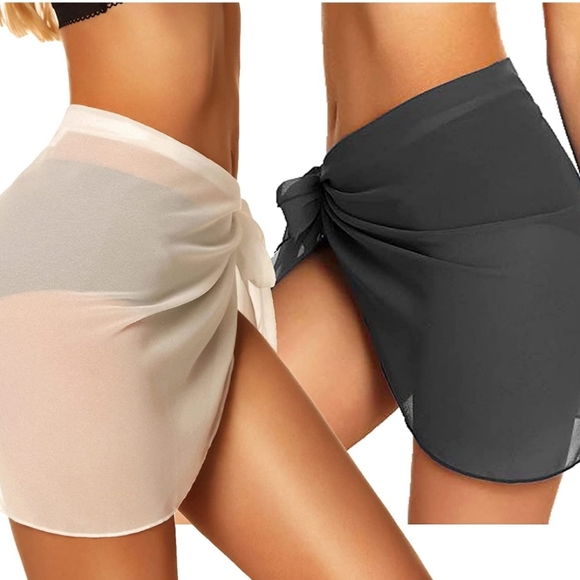 NWT Two Piece Chiffon Cover Up Beach Wrap Sarong - Picture 2 of 3